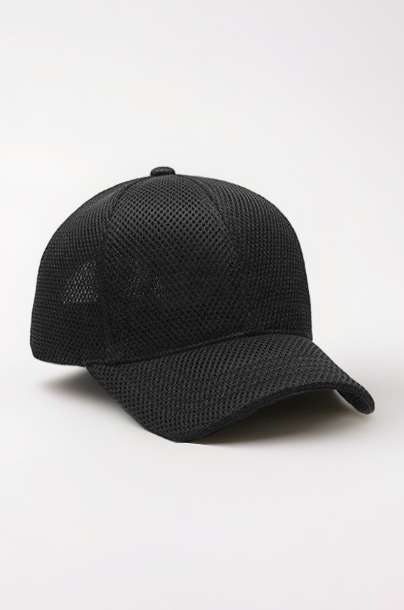 Alcove Unisex Black Full Net/Full Mesh Baseball Fabric Cotton Cap Curved Visor Freesize/Adjustable