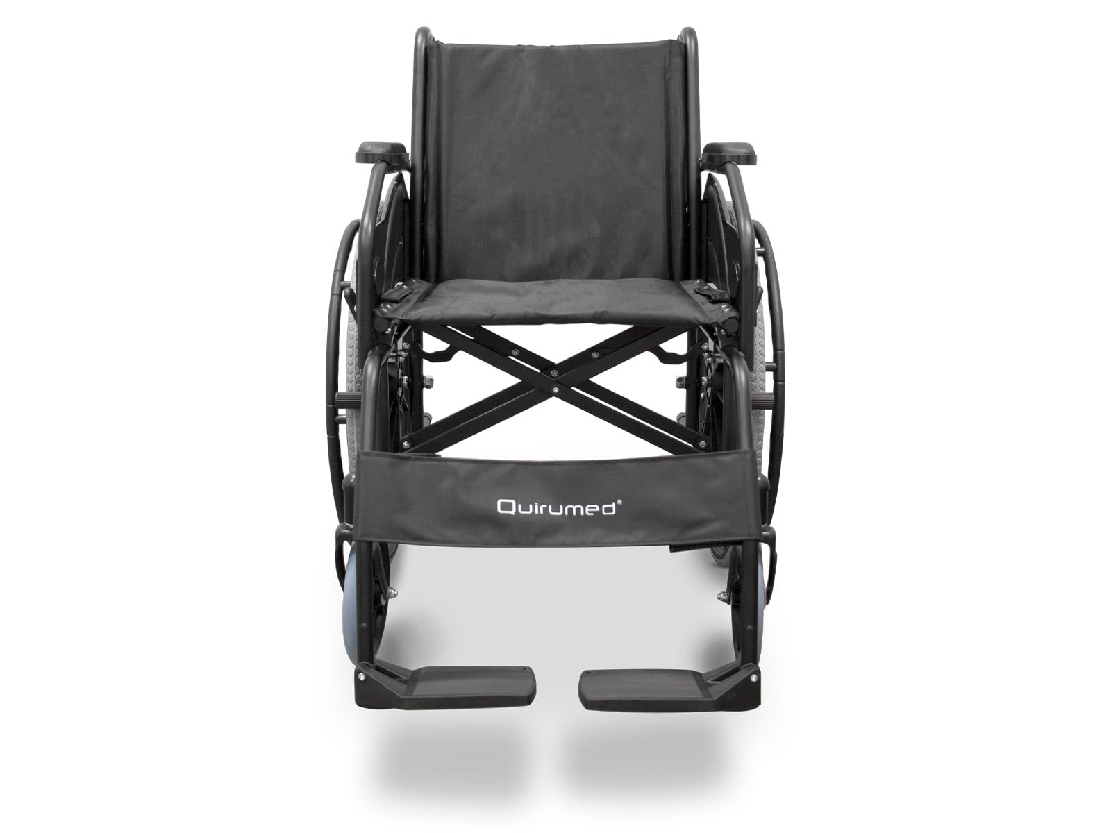 QUIRUMED Silla de ruedas plegable EASY STYLE, Acero, Ancho 46 cm, Fácil plegado, Aros autopropulsores, Reposapiés abatibles, Asiento acolchado, Frenos manuales, Para mayores, Para minusválidos