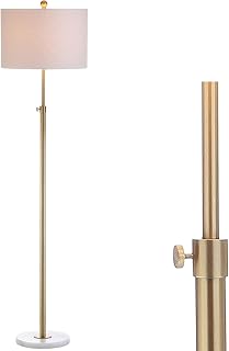 JONATHAN Y June 65" Adjustable Metal Marble Floor Lamp, Brass Gold