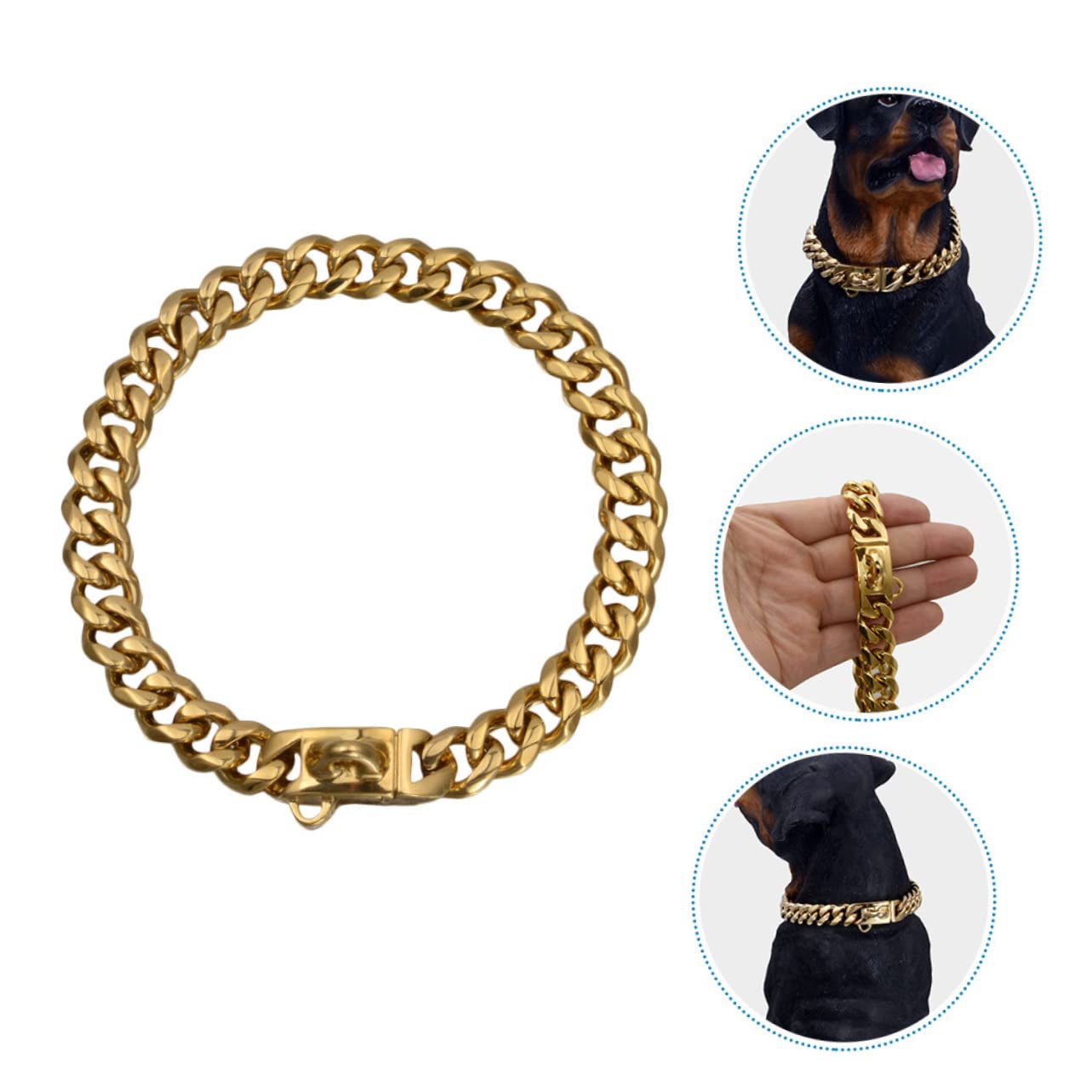 Collar Fácil de Limpiar y Reutilizable de Perros para Acero Inoxidable Dorado Accesorio Resistente para Adiestramiento y Uso Diario