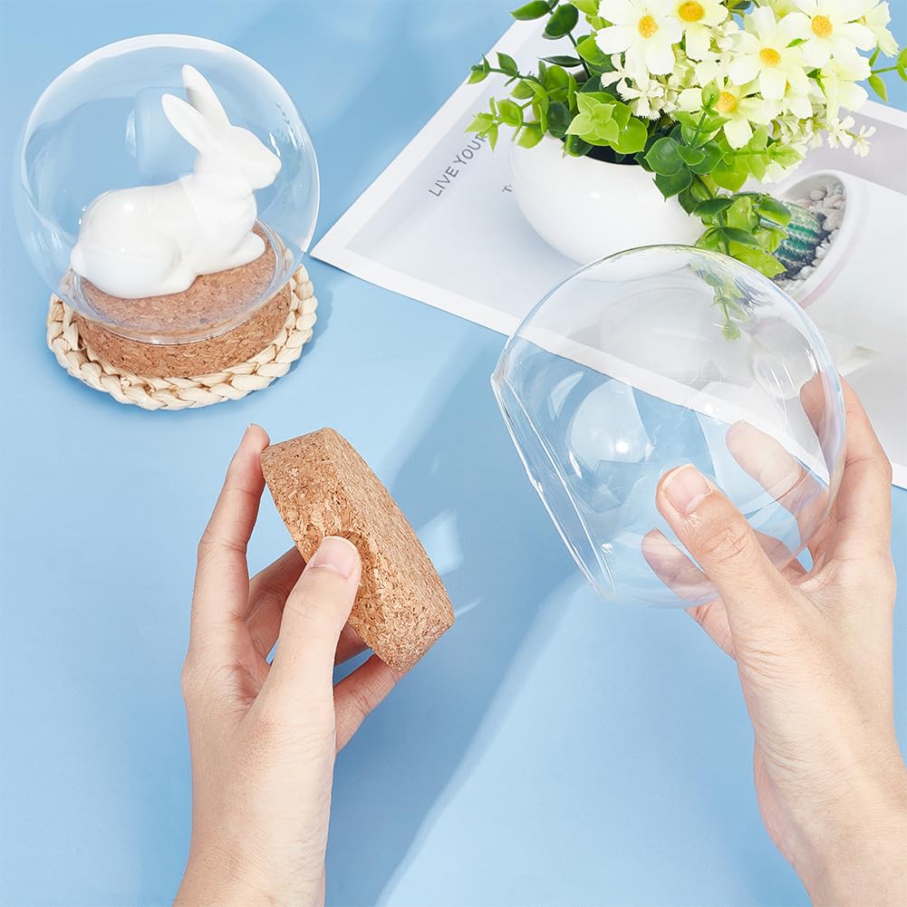 BENECREAT 110x108mm Clear Glass Cloche Display Dome with Cork Base - Image 3