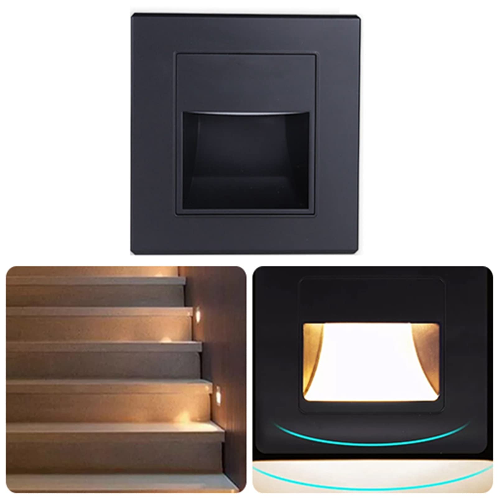 Embedded Stair Step Lamp 3 Pcs 1.5W 3000K Warm White Soft Lighting for Bedside Corridor Staircase, Flame Retardant PC, Space Saving
