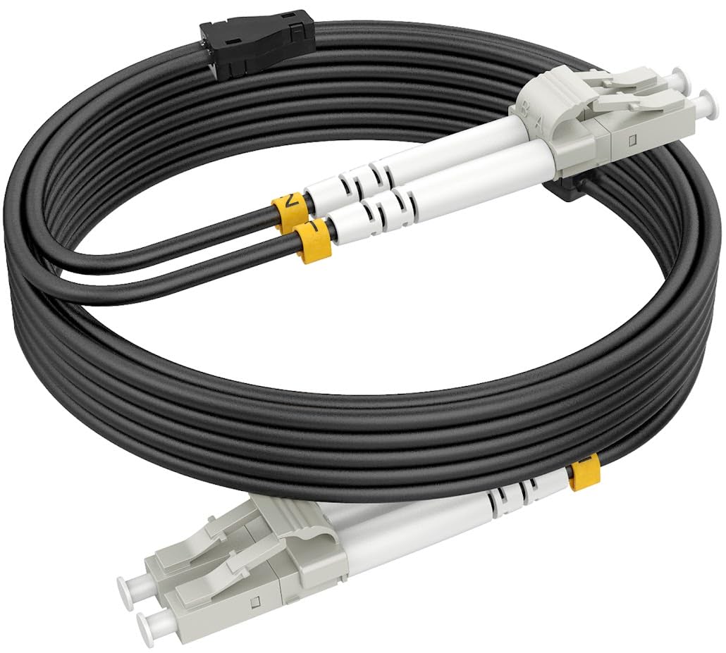 RamboCables 40 m gepantserde glasvezelkabel OM4 LC naar LC duplex multimode, glasvezelkabel voor binnen en buiten, 10 GB 50/125um LSZH OD 3,0 mm, zwart