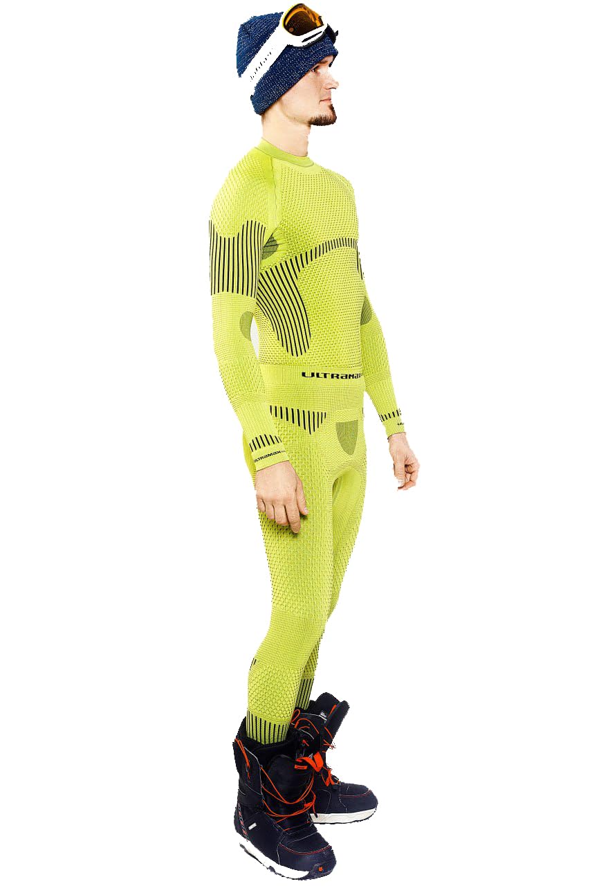 UltramaxCell Functional Thermal Baselayer Men’s Compression Leggings for Sports Athletic Pants Running Tights (US, Alpha, Large, Regular, Regular, Standard, Light Green)