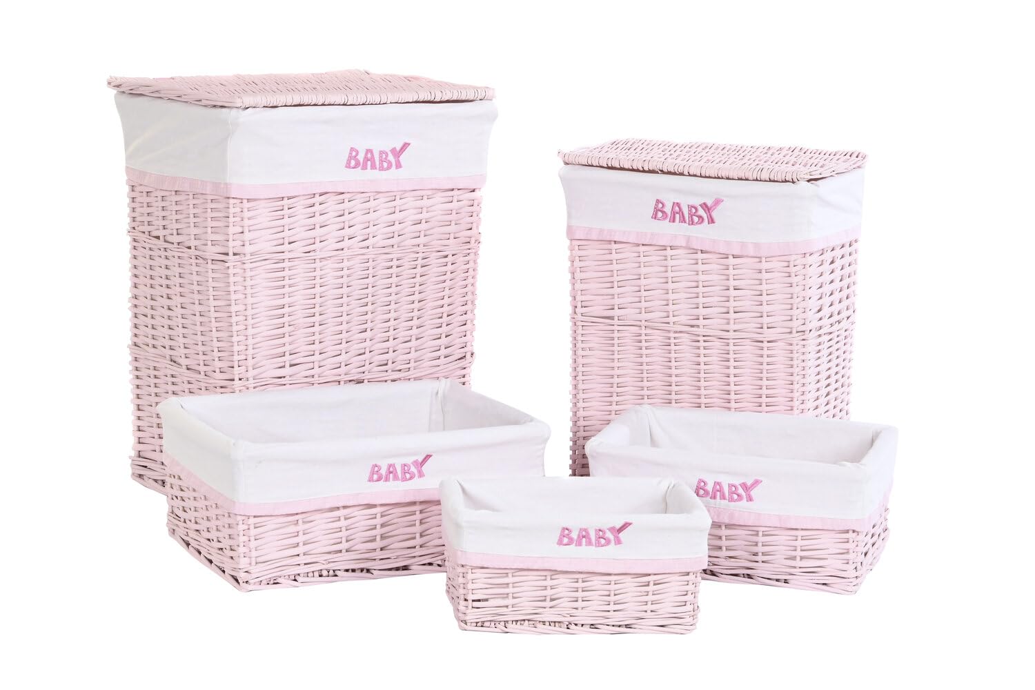 CESTA ROPA SET 5 MIMBRE POLIESTER 44X34X56 ROSA
