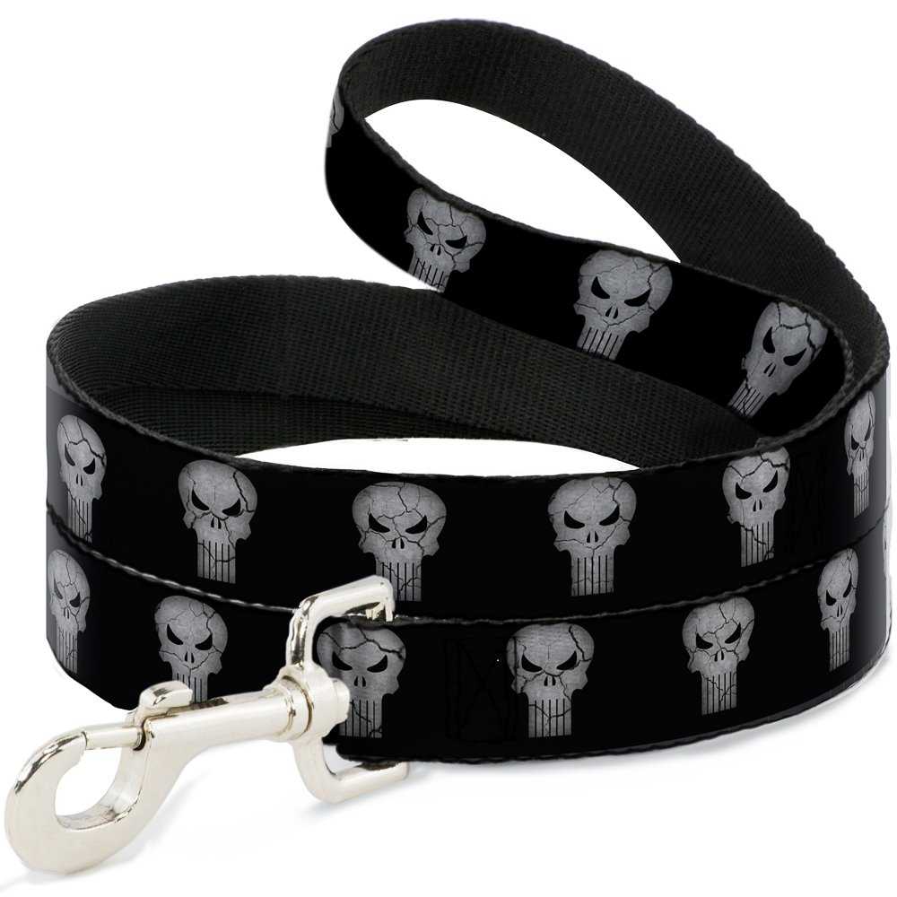Laisse pour chien Punisher Logo4 Buckle Down longue de 1m80 et large de 3,8cm couleur noire