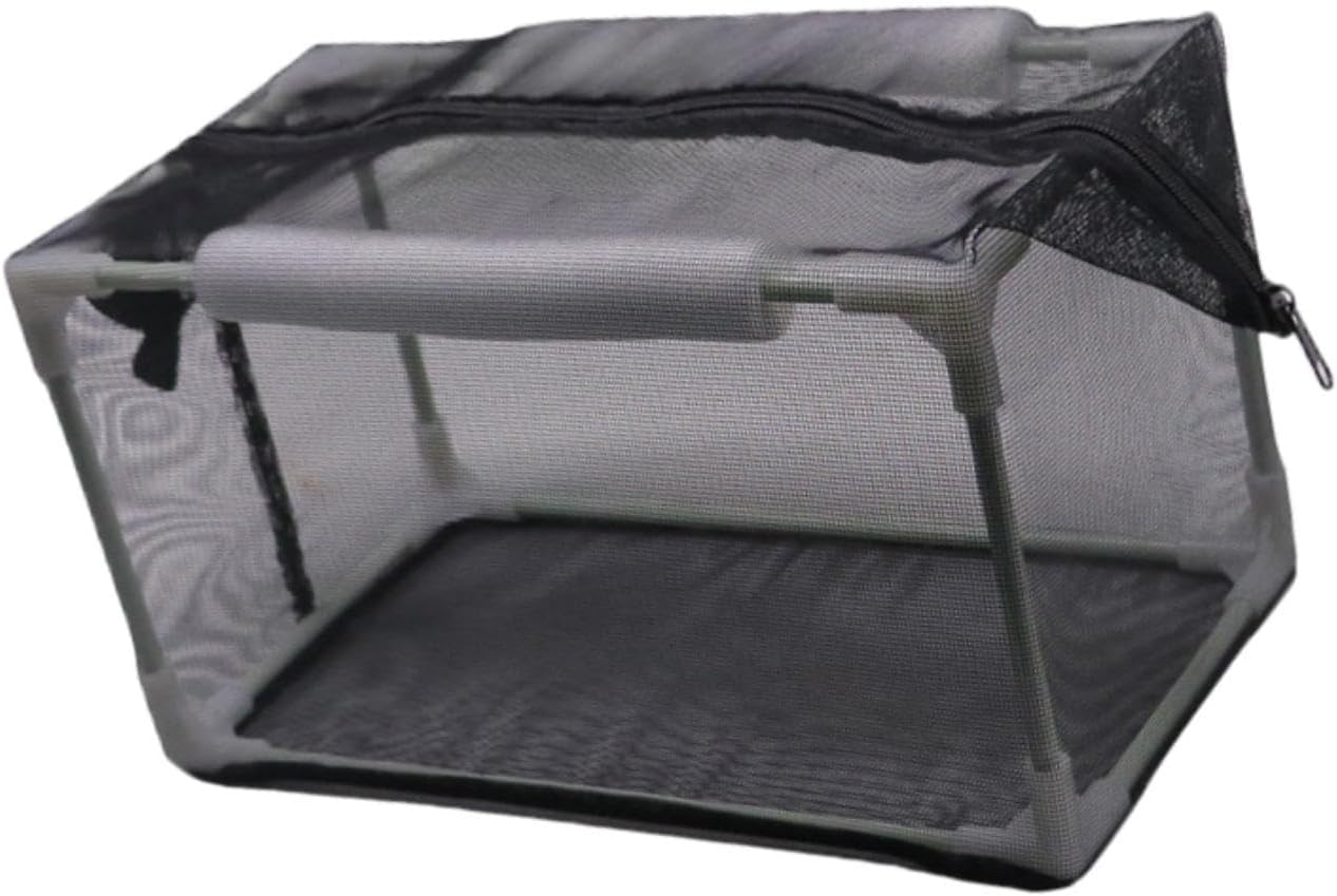 Aquarium Separation Net Breeding Box Nylon Mesh Multipurpose Pp Frame with Zipper for Fish Spawn Hatchery Easily Install, 62x32x32cm