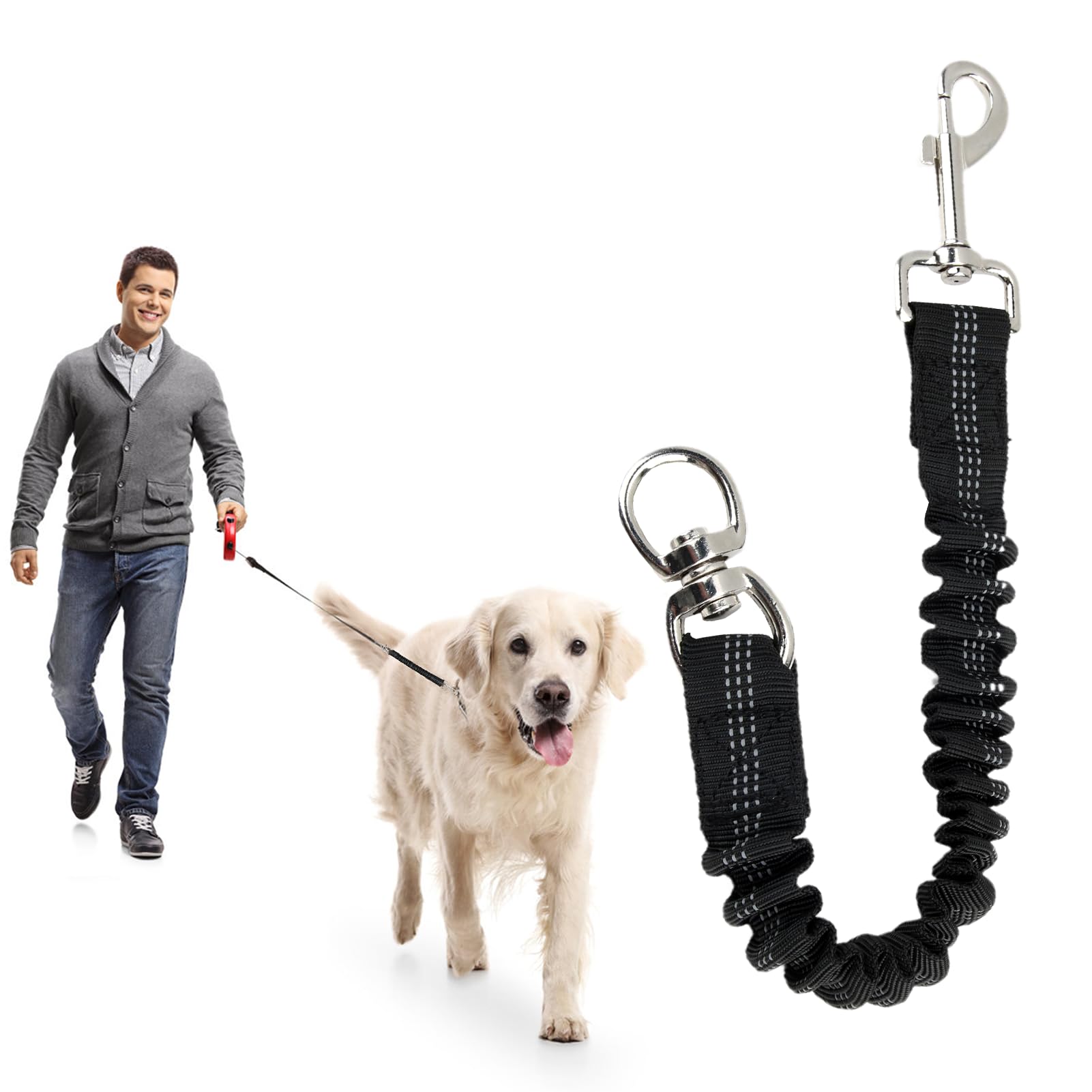 Hundeleine Ruckdmpfer,Elastisch Hund klein Bungee Leinenverlngerung,Leine  fr Jede Hundeleine,Elastische Einstellbar Hundetrainingsleine Leine fr  Mittelgroe und Groe Hunde Schwarz : Amazon.de: Haustier