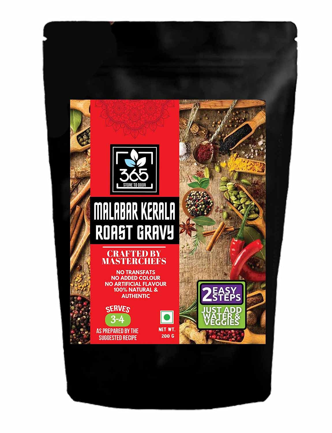 365 STORE TO DOOR Indian Gravy – Malabar (Kerela) Flavor | Mix Instant Ready to Cook | Masala Curry Paste | Homemade, Healthy Cooking | Taste and Flavour in Vegetables | Easy to Cook (200GM)