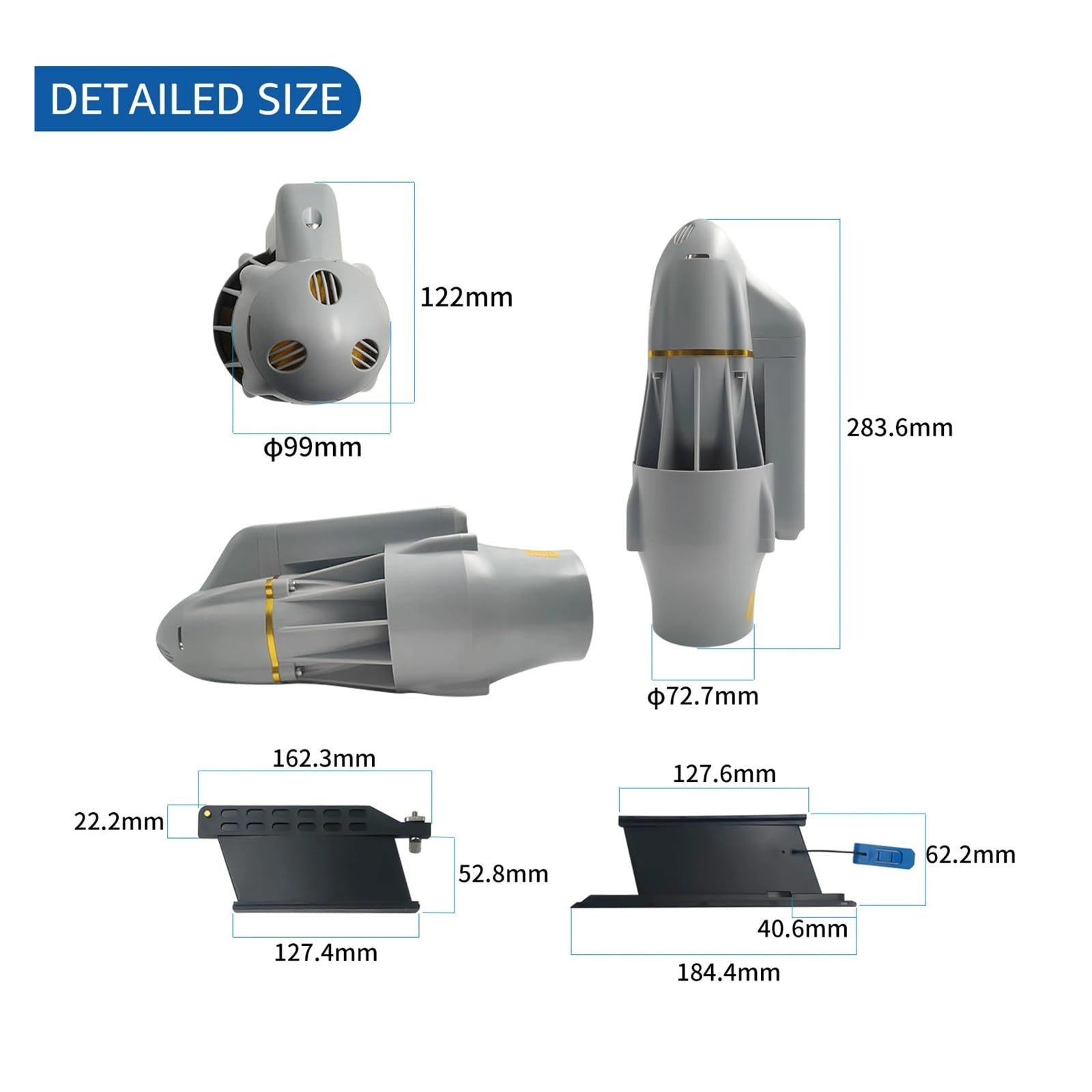 Elektryczny silnik do deski SUP Elektryczny statecznik z obudową na baterie, podwodny silnik bezszczotkowy do SUP, surfingu, kajaka, deski i(1.3m,360W 30AH)