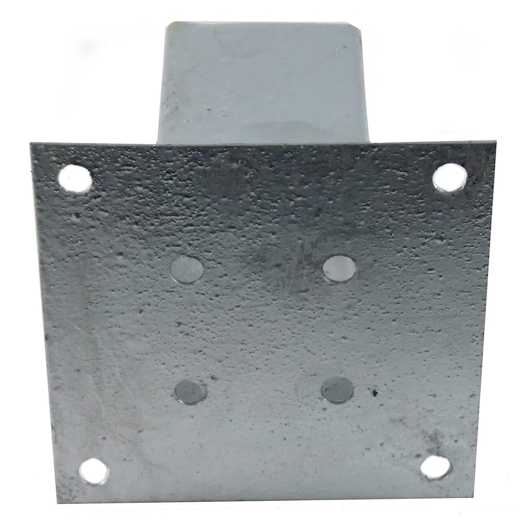 Suinga Base para Poste Zincada Acero | Soporte para Postes de Madera Cuadrados para Anclaje en Suelo | Escuadras Metalicas para Fijacion de Vallas, Vigas Madera, Estructura Decorativa (4, 14x14 cm)