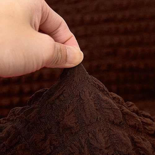 Miniatura 7 de Funda elástica 3D para sofá de dos plazas, funda elástica de elastano con falda, protector de muebles lavable para mascotas y niños (rojo vino, 1