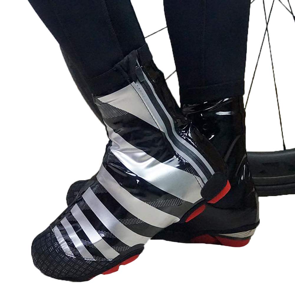 Cubrezapatillas Impermeables para Ciclismo, Alta Elasticidad, Superficie de Cuero Brillante Cubrezapatillas para Bicicleta de Carretera de Invierno, Protector para cubrezapatos para MTB