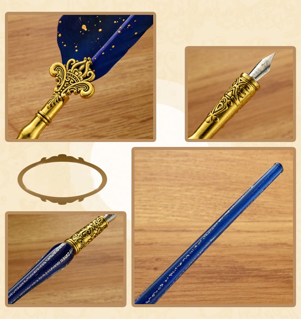XIAOYU Set di penne per calligrafia antiche e penne a penna per principianti, penna per calligrafia, in legno, per scrittura, disegno, firma, matrimonio, compleanno, verde
