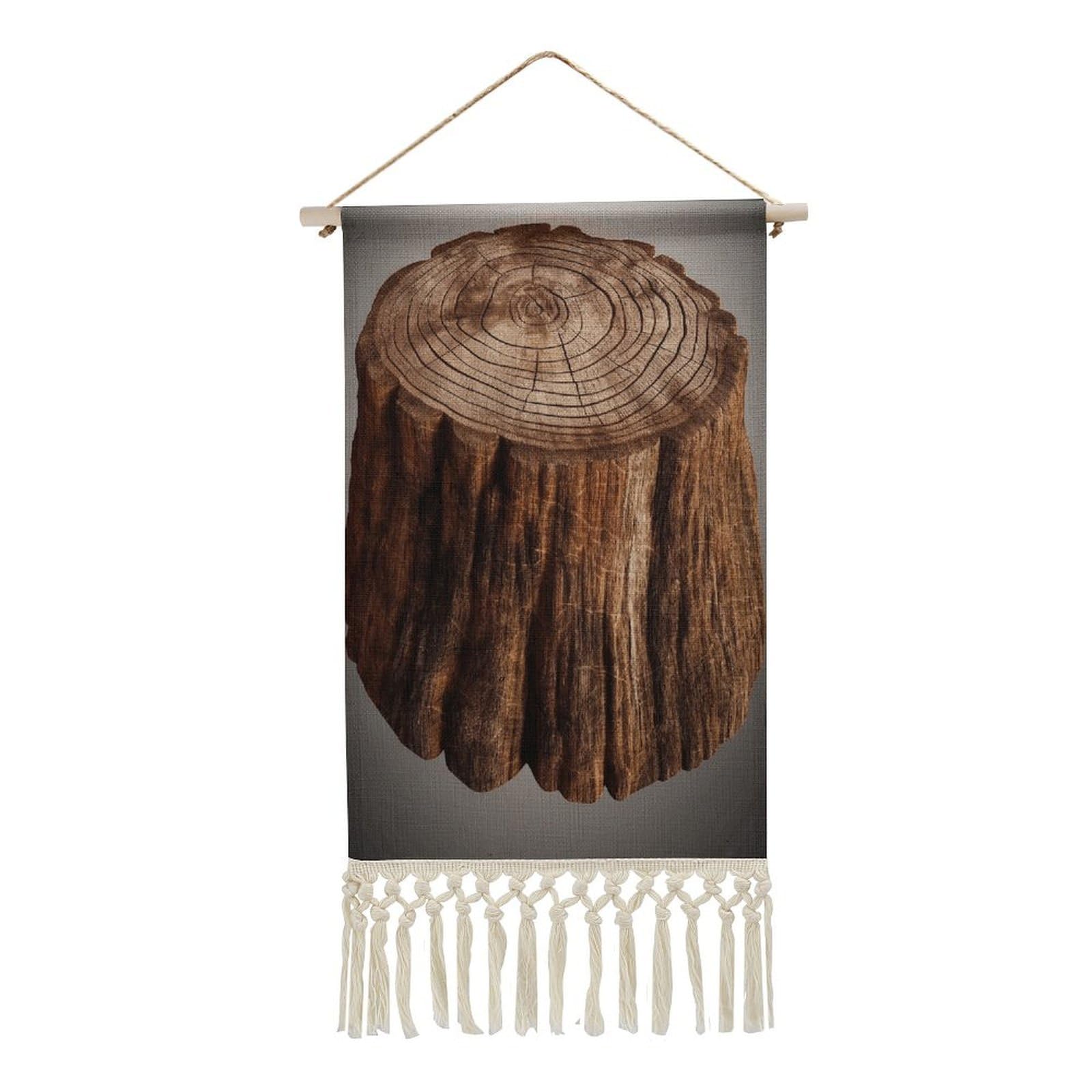 Adfgyerh Style Stump Of Oak Tree Tapestry With Tassels Cotton And Linen Hanging Posters, Wall Art For Travel Gift, Wall Tapestry For Office Home Decor Bedroom Living Room Decor