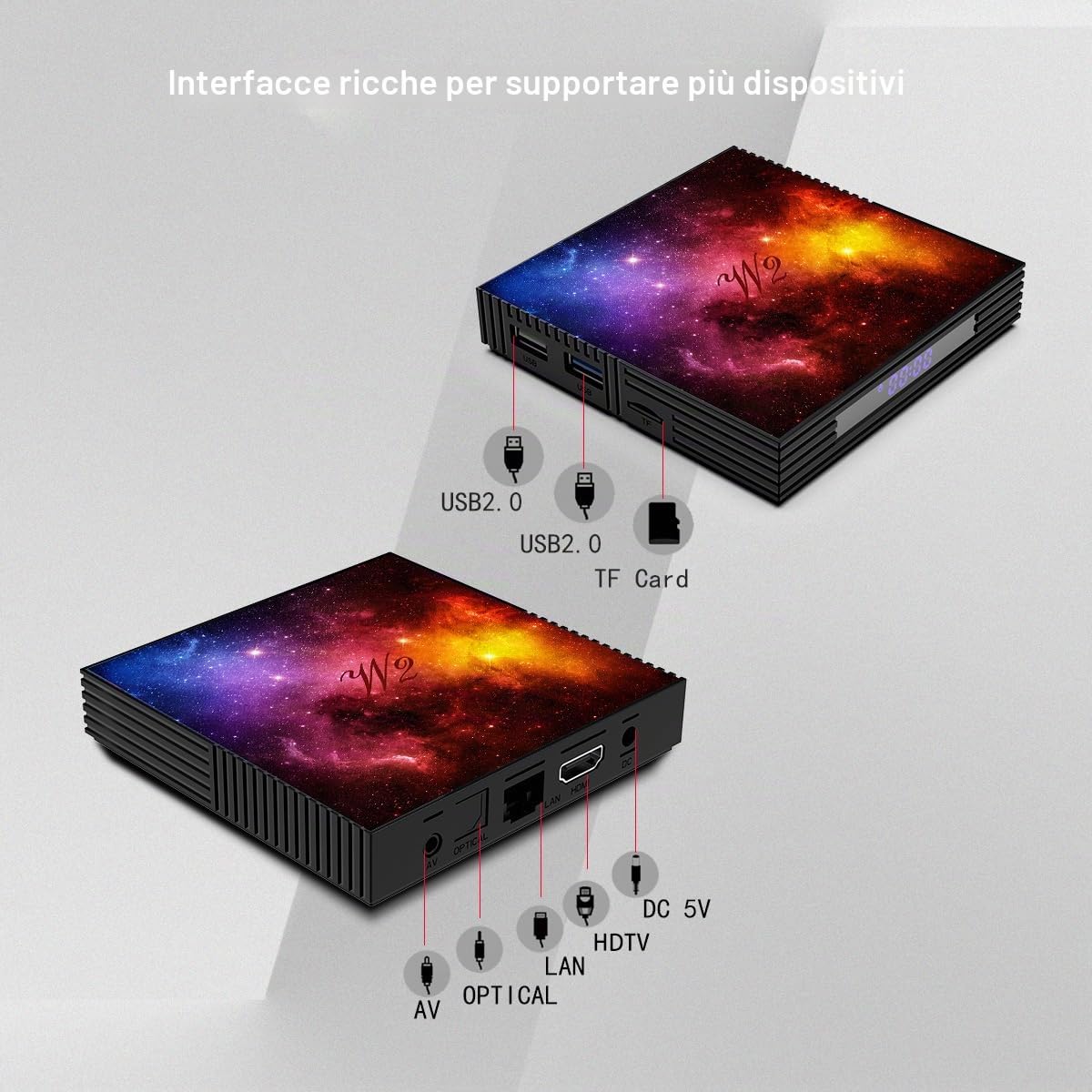 4K UHD TV Box Android 4GB RAM 64GB ROM, custodia TV supporto Wi-Fi 2.4G/5G, Bluetooth, HDMI, USB, mini tastiera senza fili inclusa