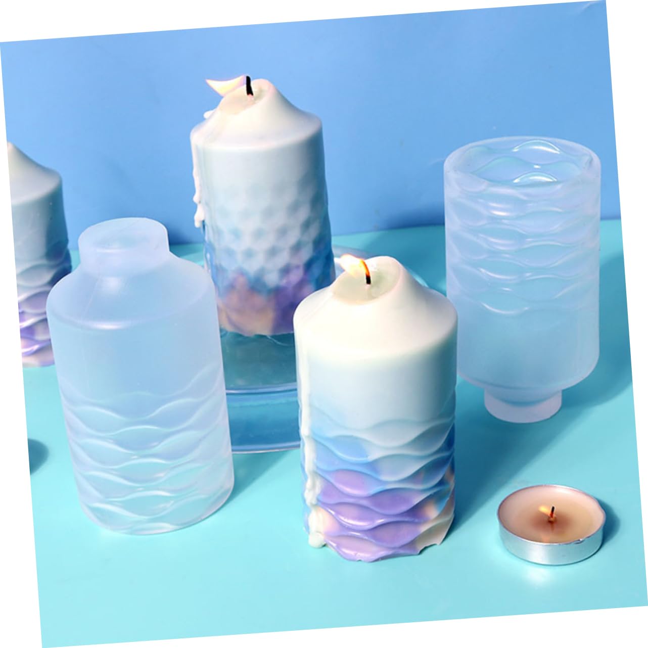 SHINEOFI 8 Juegos molde de silicona para velas moldes artesanales para velas moldes de cera para velas candle mold moldes de silicona para el hogar Moldes de vela de bricolaje gel de sílice