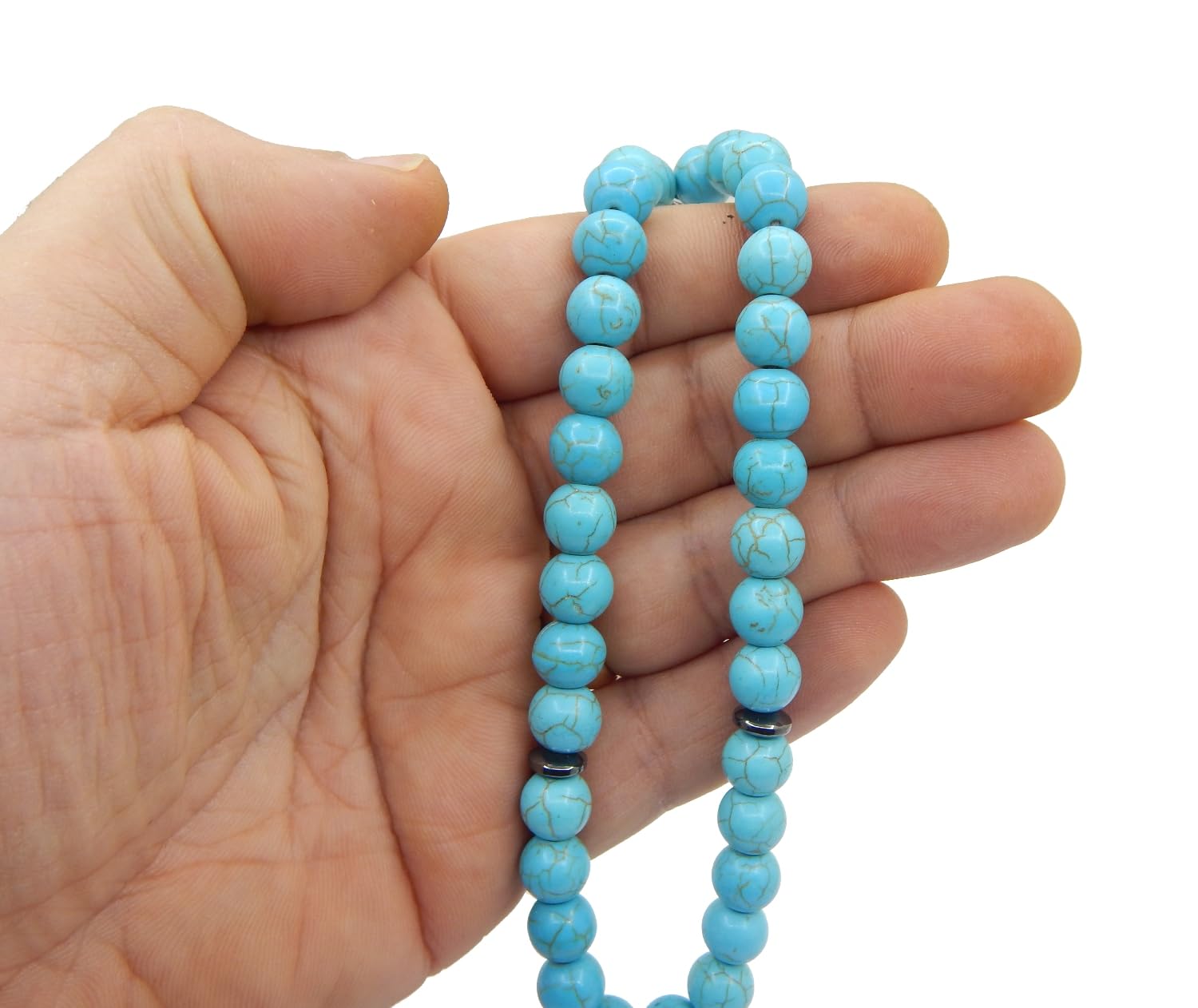 Łańcuszek modlitewny Tesbih Tasbih Tespih Misbaha Subha 33, 10 mm muzułmański różaniec islamski z turkusem kamieniem szlachetnym czarne perły biżuteria, bransoletki, akcesoria kultowe