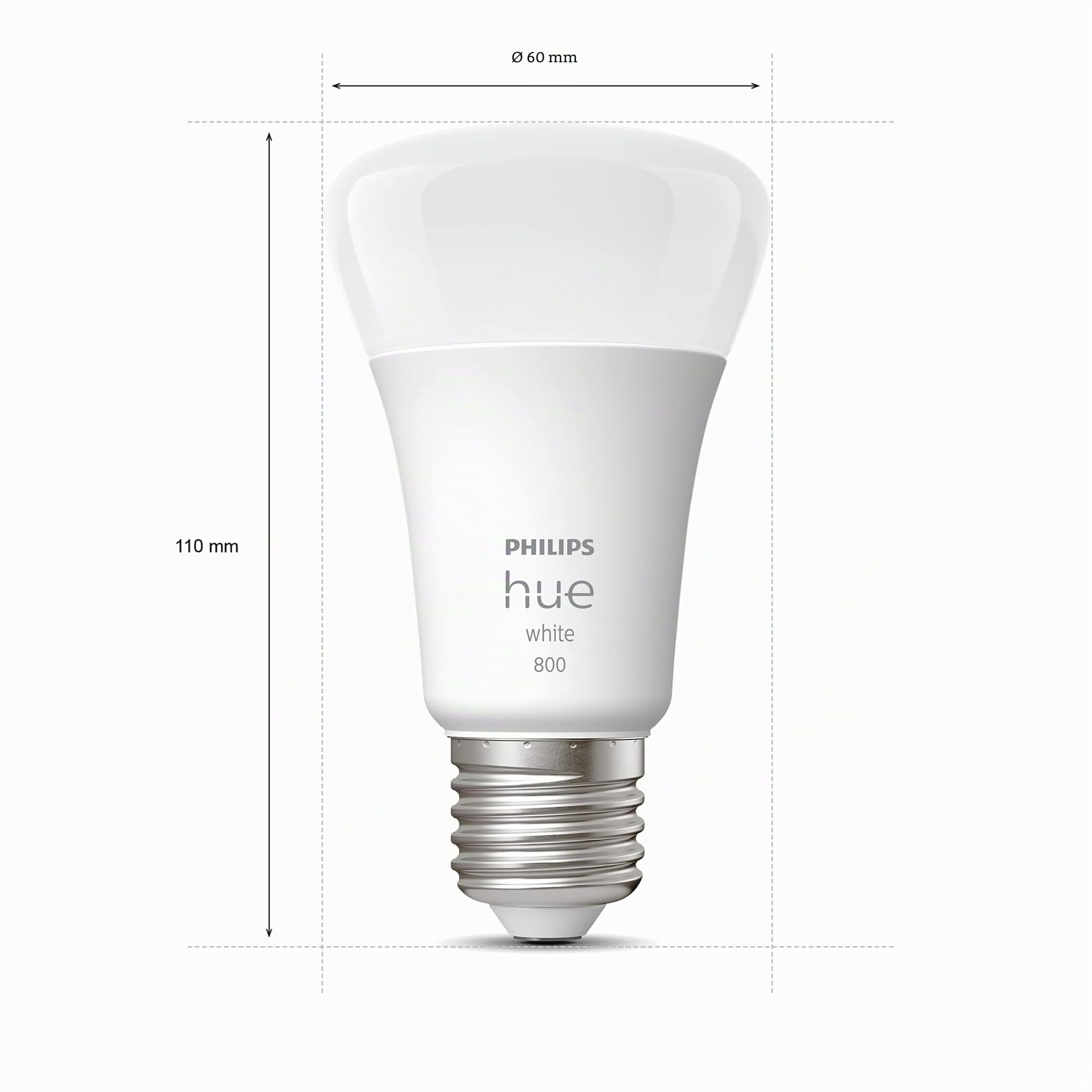 Philips Hue White E27 LED bulb, 810lm, warm white, dimmable, controllable via app, compatible with Amazon Alexa (Echo, Echo Dot), pack of 2, old generation