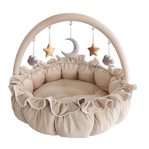 Miniatura 8 de Gimnasio de juegos para bebés, alfombrillas de juego para bebés, tapete de felpa y grueso para el tiempo boca abajo con 6 juguetes, centro de