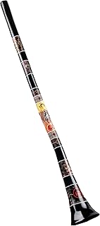 Meinl Professional Didgeridoo, 57" Flared Fiberglass Shell in Black with Hand Painted Native Design - NOT MADE IN CHINA - Creates Distinctive Australian Drone Note, 2-YEAR WARRANTY (PROFDDG1-BK)