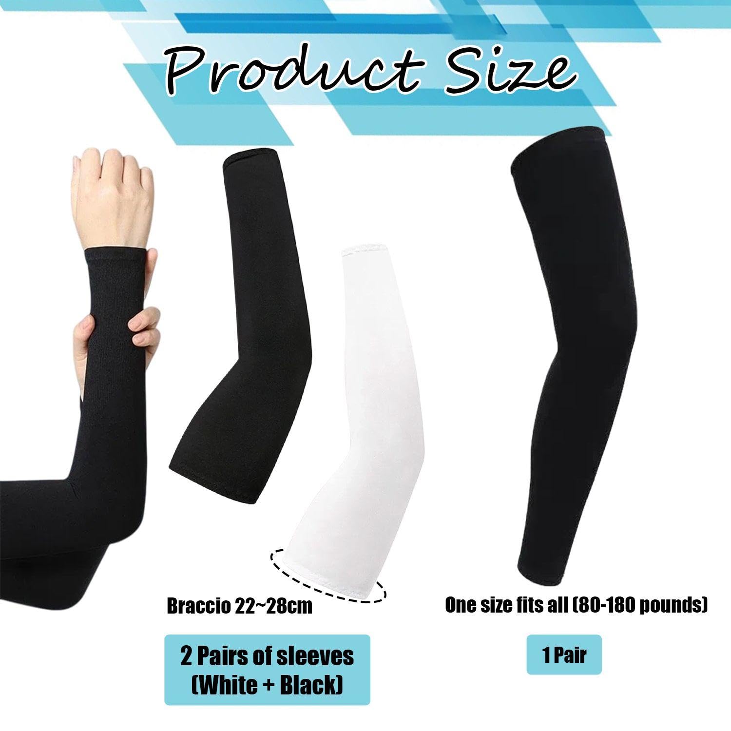 2 Paia di Maniche Protettive per Le Braccia Sportive E 1 Paio di Coprigambe in Seta Ghiacciata, vestibilità Elastica, Traspirante E Confortevole, Protezione Solare, Pallavolo E Altri Sport.