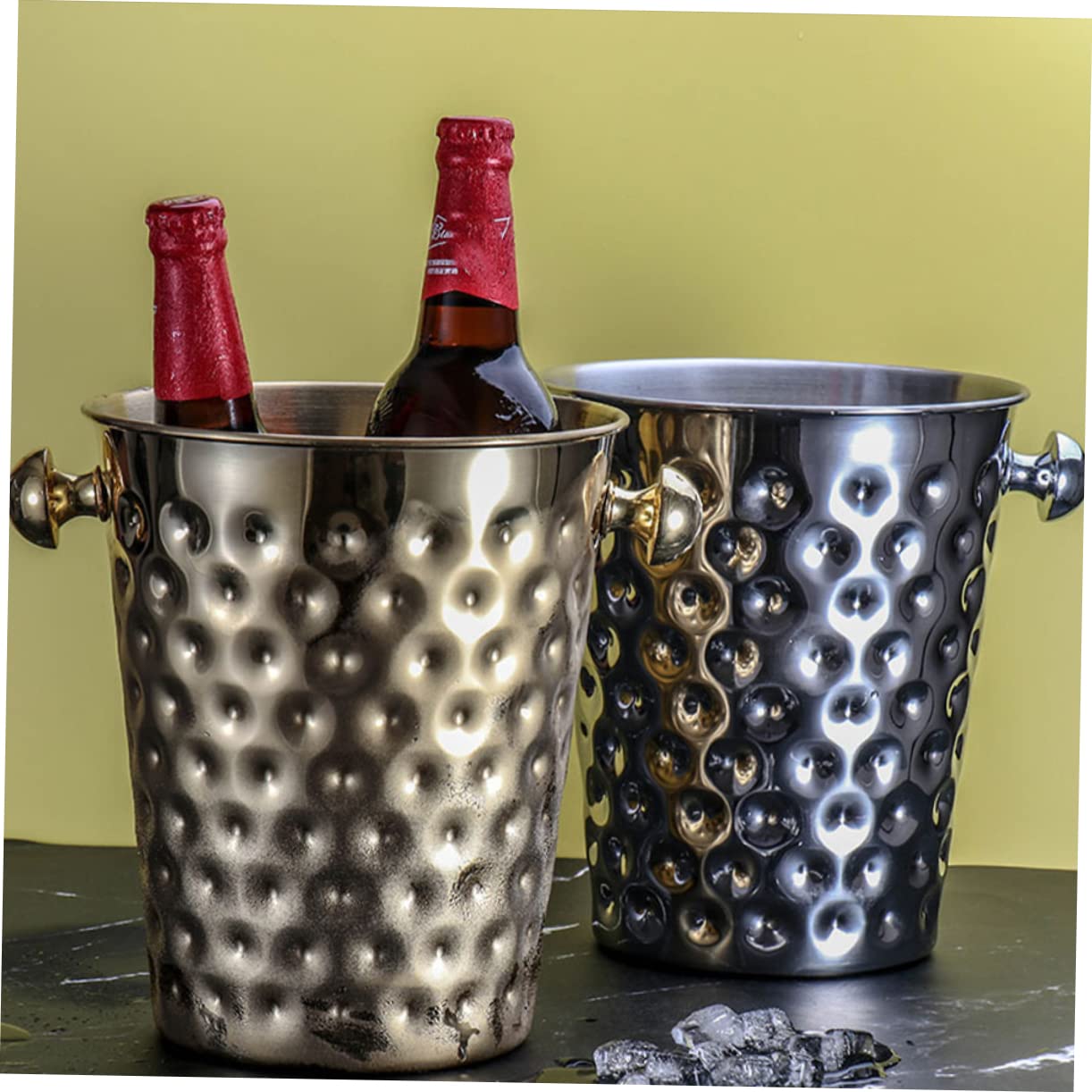 1 Pc cubeta de Hielo Golden Dorado Cubo de Botella de Vino Cubo de Hielo de Cerveza Cubo de Hielo para Bar contenedor de Hielo de Acero Inoxidable merienda envase Cubo de champán