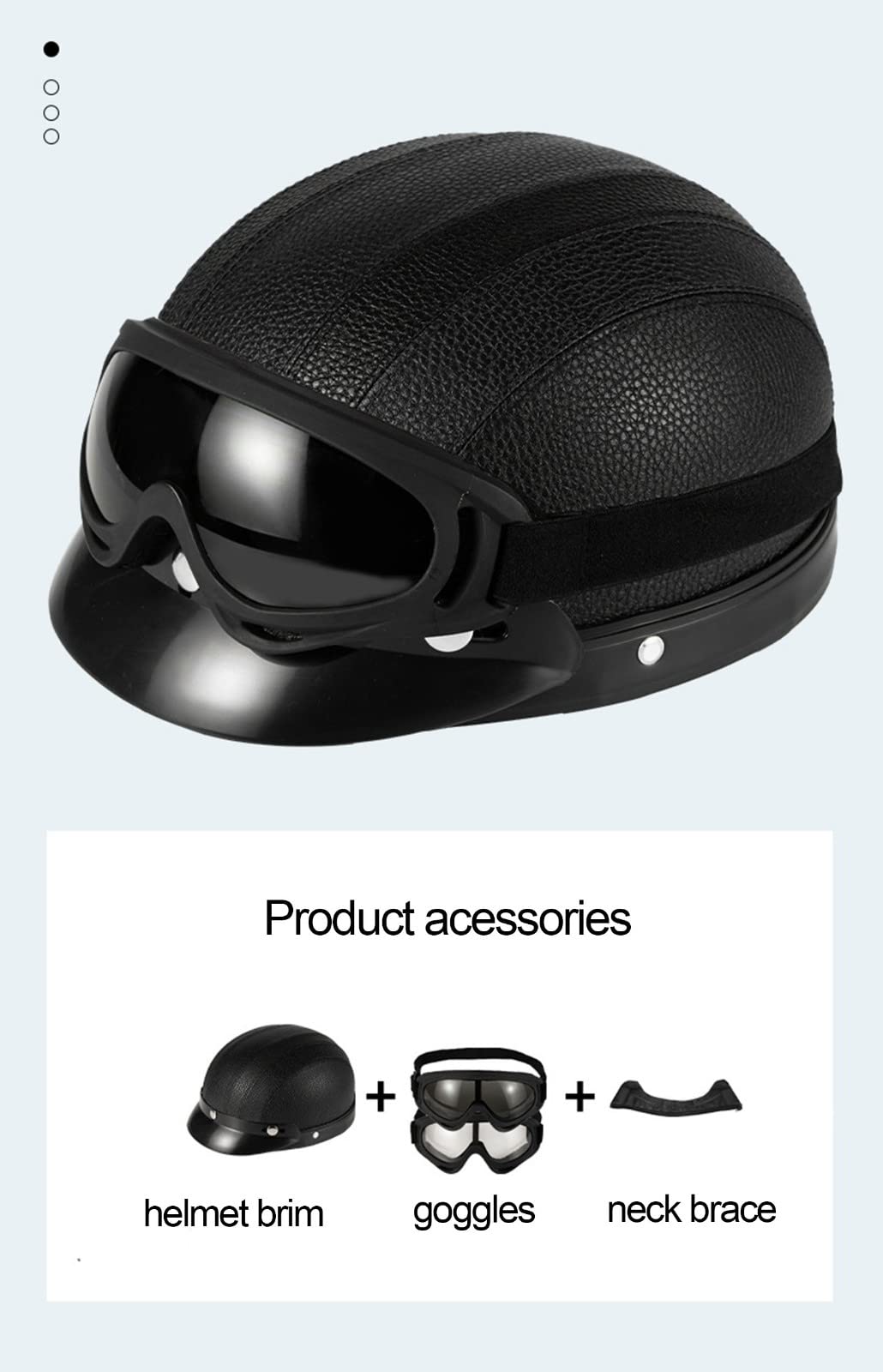Casque Moto Vintage Rétro Homologué ECE - Demi-Casque Cuir Avec Visière UV Et Lunettes De Protection, Style Classique Pour Scooter Cruiser Chopper