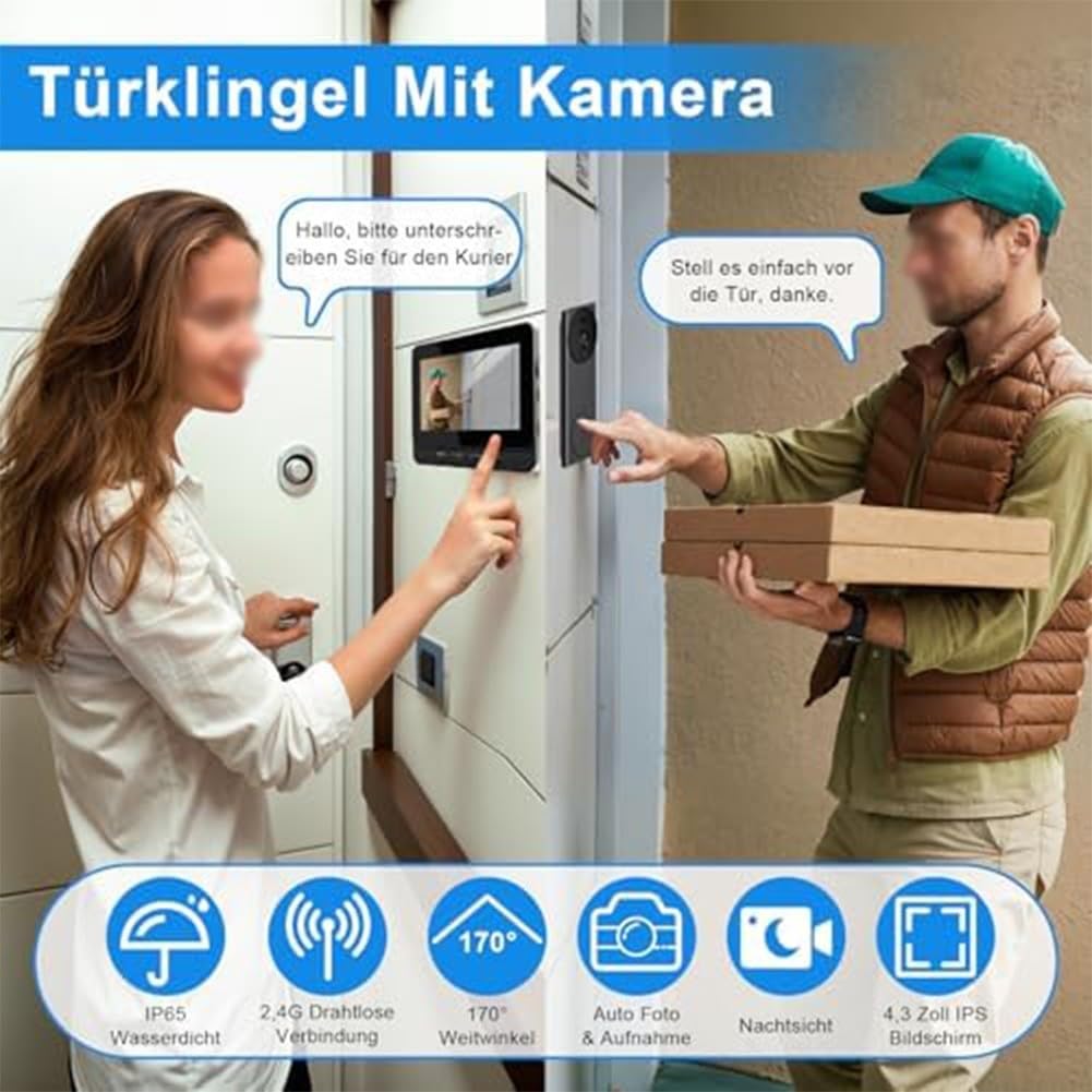 Campanello Wi-Fi con schermo da 4,3" 1080P HD
