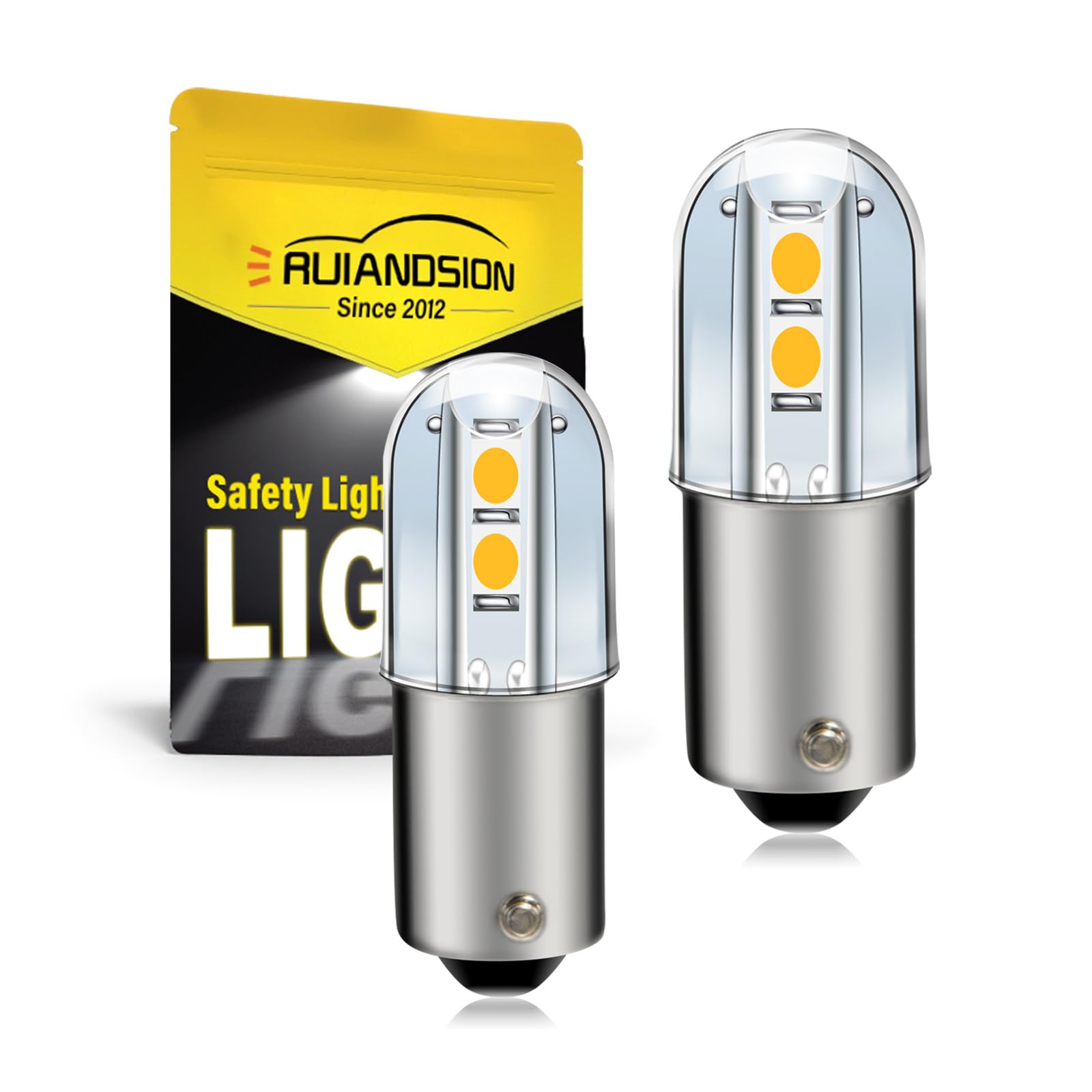 Ruiandsion 2-Pack BA9S Base LED Indicator Bulb,220-240V AC 1W Super Bright SMD Chip Warm White Bulbs for Industrial Equipment, Home Appliance, Instrument Panel Warning Lights โ image 1