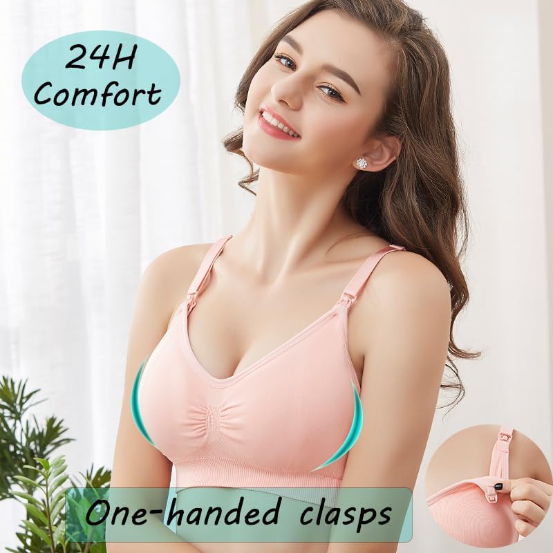5 Pack Nursing Bras for Breastfeeding Maternity Bra Breastfeeding Wirefree Seamless Pregnancy Bralette for Womens - Image 4