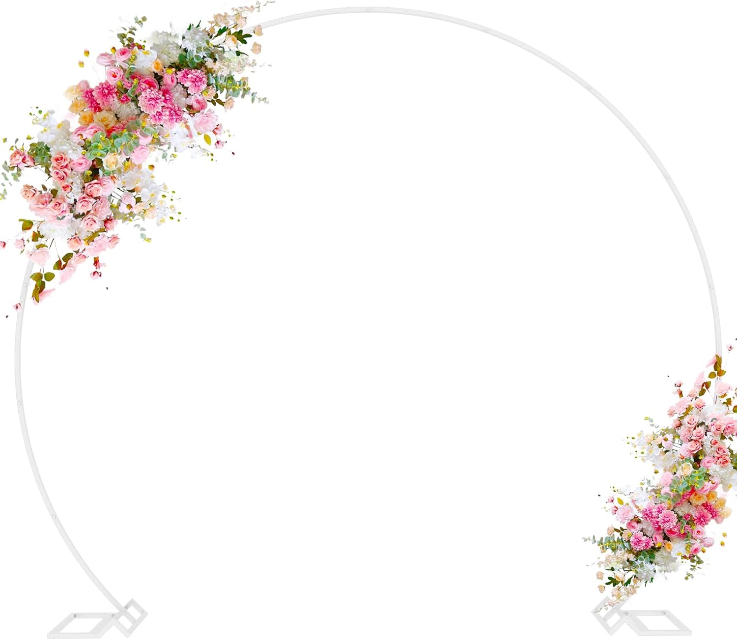 Wokceer Wedding Arch 8FT Round Backdrop Stand Balloon Arch Stand White Circle Balloon Arch Frame for Wedding Ceremony Birthday Party Anniversary Valentine Celebration Decoration 8 FT White