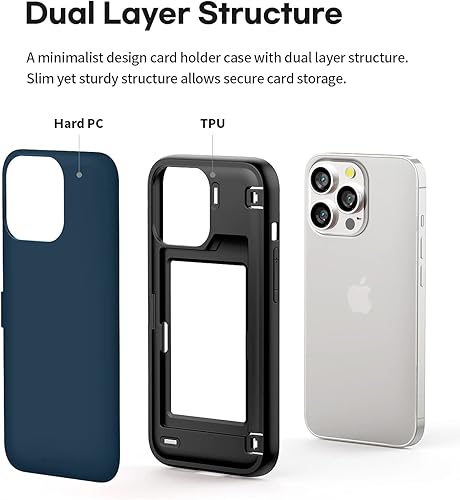 Miniatura 3 de GOOSPERY Parachoques magnético para puerta compatible con iPhone 13 Pro, tarjetero tipo cartera, cierre automático, protección de doble capa Negro