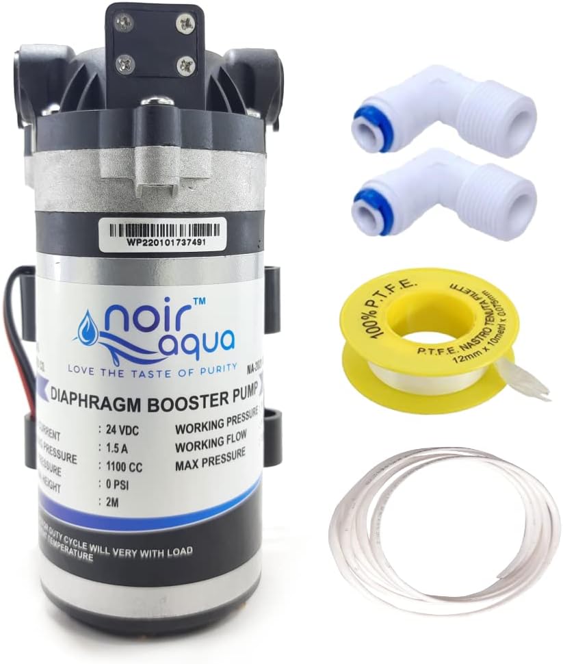 Noir Aqua RO Booster Pump Motor 100 GPD Heavy Duty Diaphragm Motor, Input 24V DC, 100% Copper Winding, 2 Year Warranty, Suitable for All Water Purifiers, Diaphragm Booster Pump