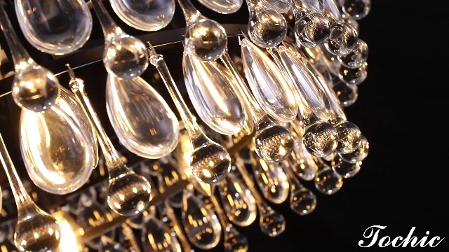 TOCHIC Crystal Chandeliers, 6-Light 3 Tiers Black Crystal