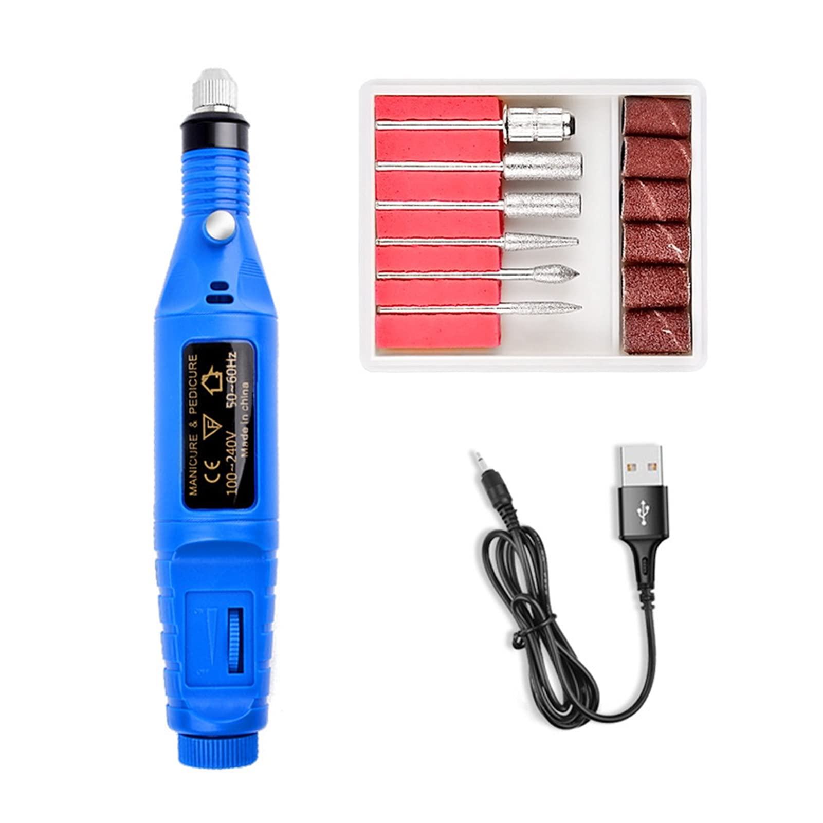 GZDodek Nail Drill Machine 1 Set Professional Electric Nail Drill Machine Manicure Machine Pedicure Nail Art Pen Nail File Nail Drill Polishing Tools for Acrylic Nails Professional(Usb Blue)