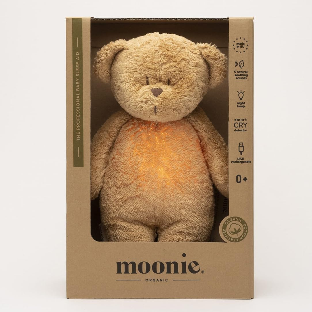 Moonie 2.0 Bio Brummbär mit Nachtlampe - Cappuccino
