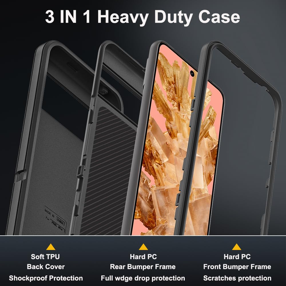 SKMY For Pixel 8 Pro Case,with Screen Protectors And Camera Cover,[Military Grade] 16ft.Drop Tested Cover With Magnetic Kickstand Protective Case For Pixel 8 Pro, Blue - View #8