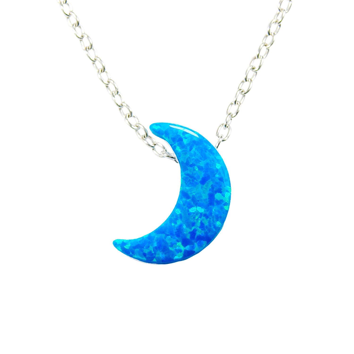 Martinuzzi Accessories Blue Moon Opal Necklace. Half Moon Necklace Crescent Opal Moon Charm Necklace