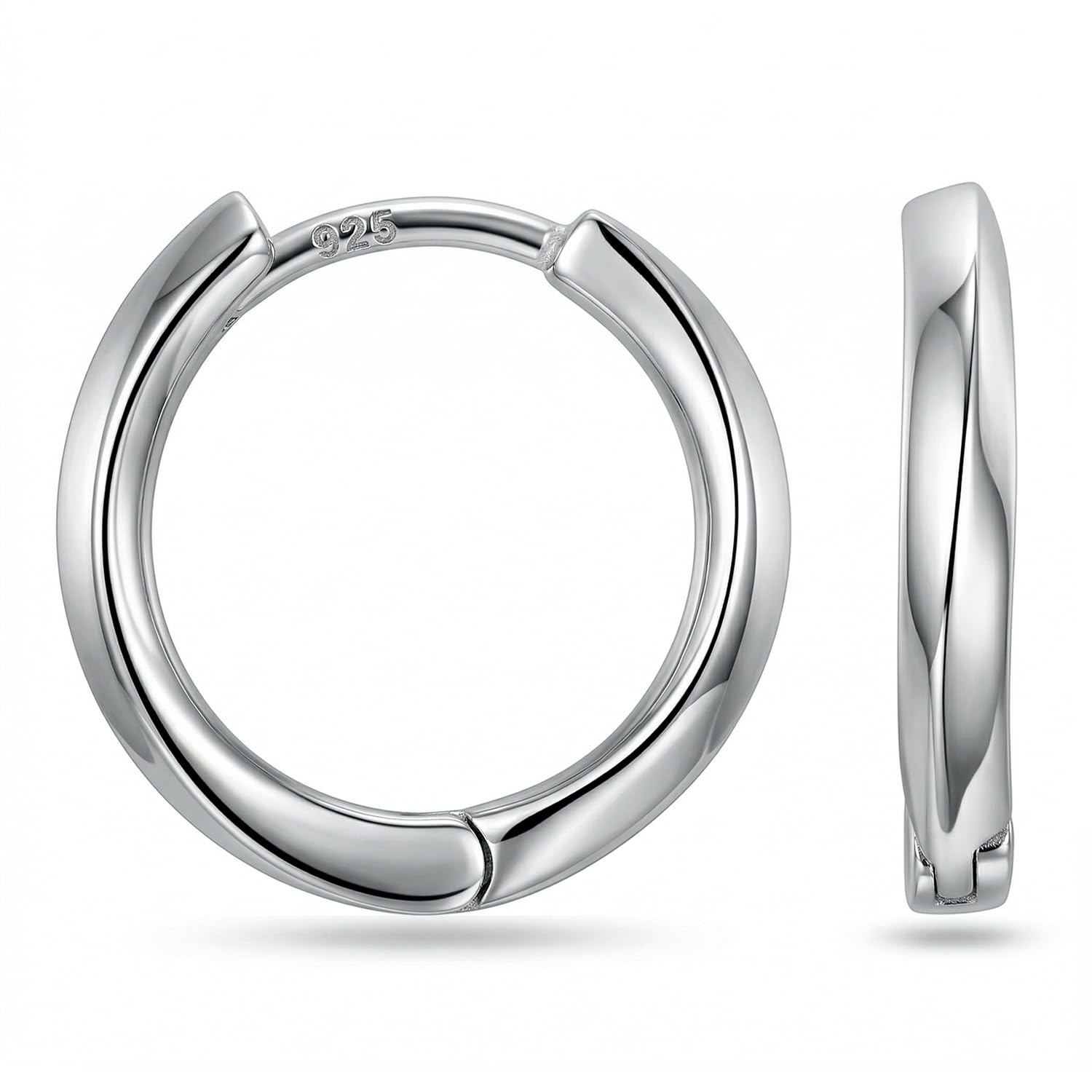 925 Sterling Silver Hoop Earrings for Men, Retro Round Huggie Hoops, Lightweight Hypoallergenic Small Sleeper Earrings, Men’s Jewelry Gift for Him, Father, Boyfriend, Brother-image-29