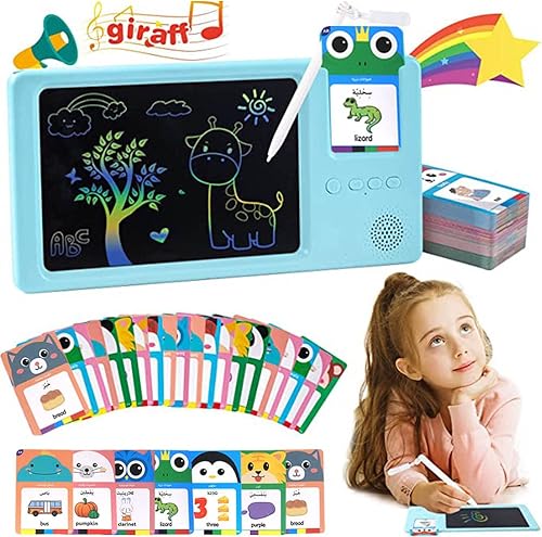 Miniatura 9 de Tarjetas árabes de aprendizaje para niños de 3 a 12 años, 112 tarjetas audibles con 224 palabras, 12 temas animalcomida, vehículo... (gato - rosa)