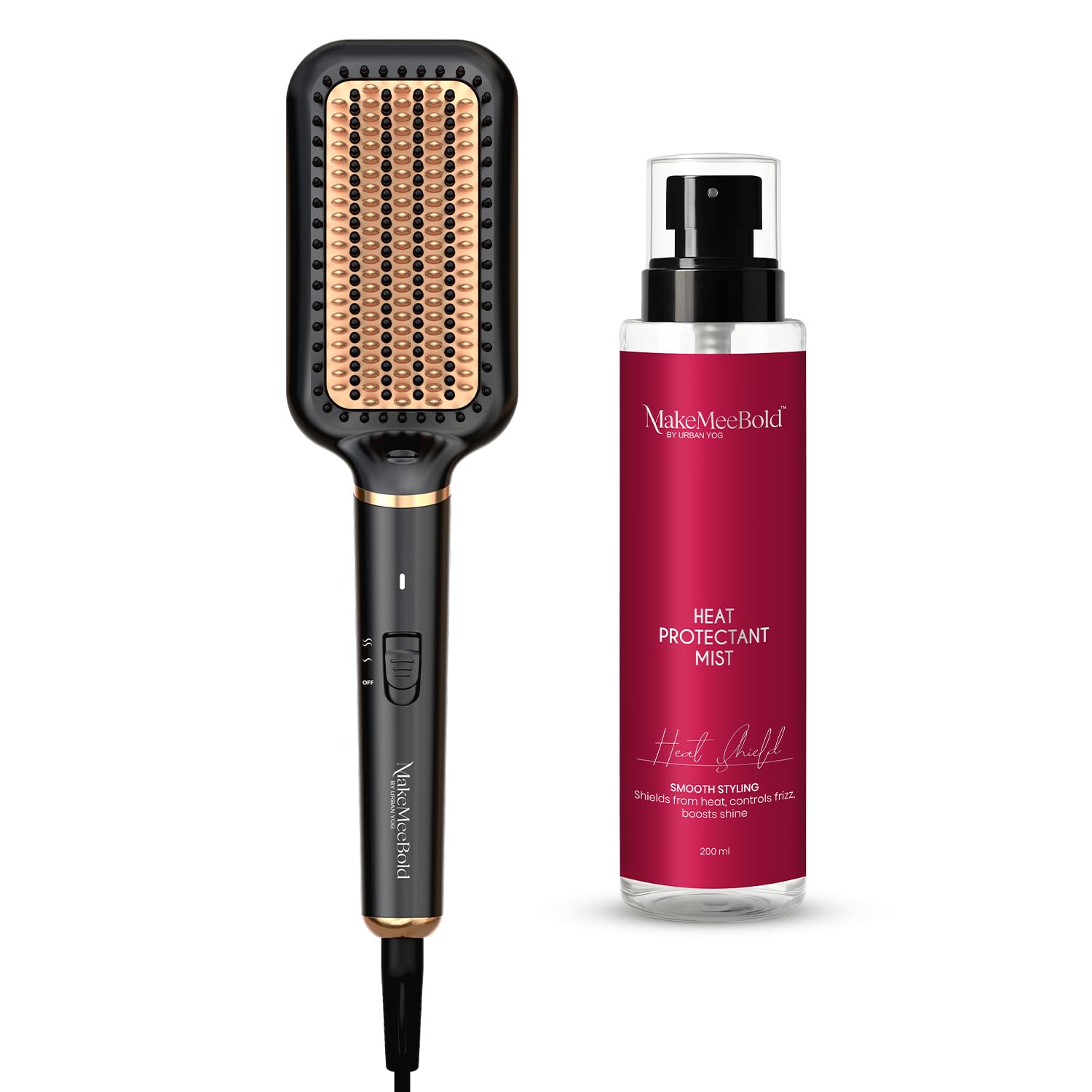 MakeMeeBold Frizz Free Hair Straightener Brush with 73mm Large Paddle Design & Heat Protectant Spray | Fast PTC Heating, 2 Heat Settings (180°C & 210°C), Auto Shut-Off-image-23