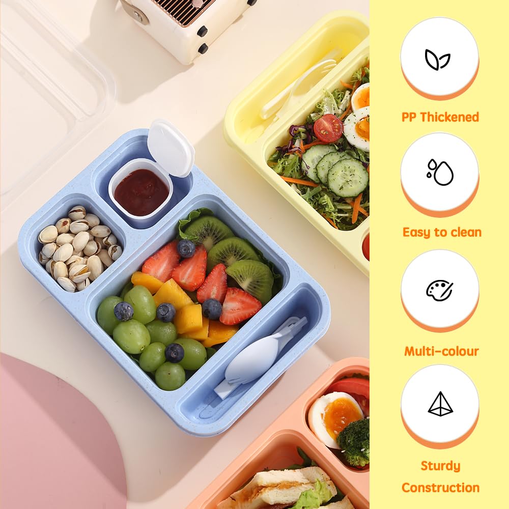 Lunch Box Con Scomparti - Portapranzo Bento, Rosa, BPA Free, Con Posate - Foto 2