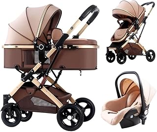 Baby Carriage Stroller with Bassinet Mode,High Landscape Infant Stroller & Reversible Bassinet Pram,Foldable Aluminum Alloy Prams Anti-Shock Toddler Pushchair