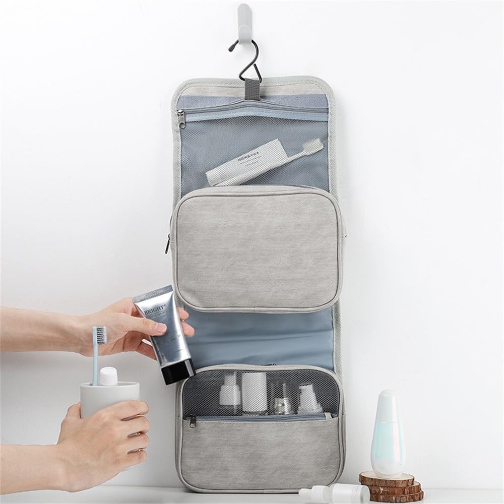 Borsa da Toilette Portatile Borsa da Toilette da Viaggio in PU Borsa portaoggetti sospesa Staccabile