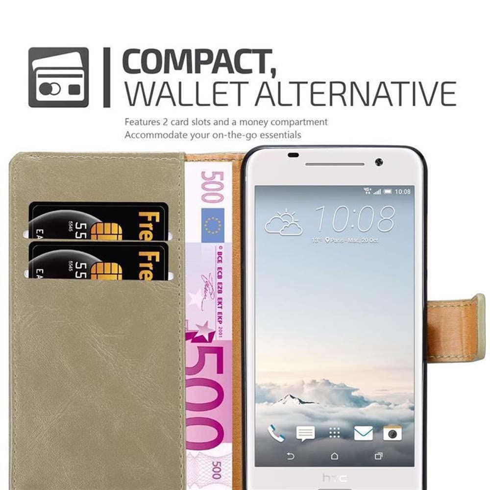 cadorabo Coque pour HTC One A9 en Marrone Cappucino - Housse Protection avec Fermoire Magnétique, Stand Horizontal et Fente Carte - Portefeuille Etui Poche Folio Case Cover