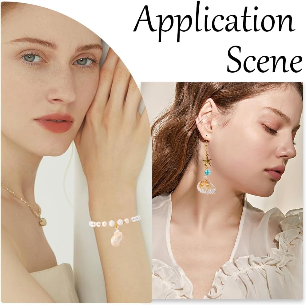 SUNNYCLUE 1 Box 44Pcs Shell Charms Seashell Charms Bulk Summer Acrylic Spiral Starfish Conch Cowrie Ocean Sea Life Shell Pendants for Jewelry Making Necklace Bracelet Earring DIY Craft Beginners - Image 5