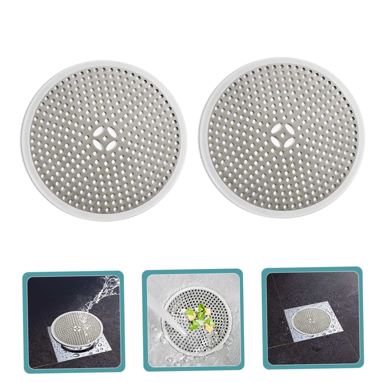 SHINEOFI 2 Series Cubierta De Drenaje De Inoxidable Fregadero Y Ducha De Desagüe De Atrapador De Cabello Sin Instalación Cocina 2 Piezas*2