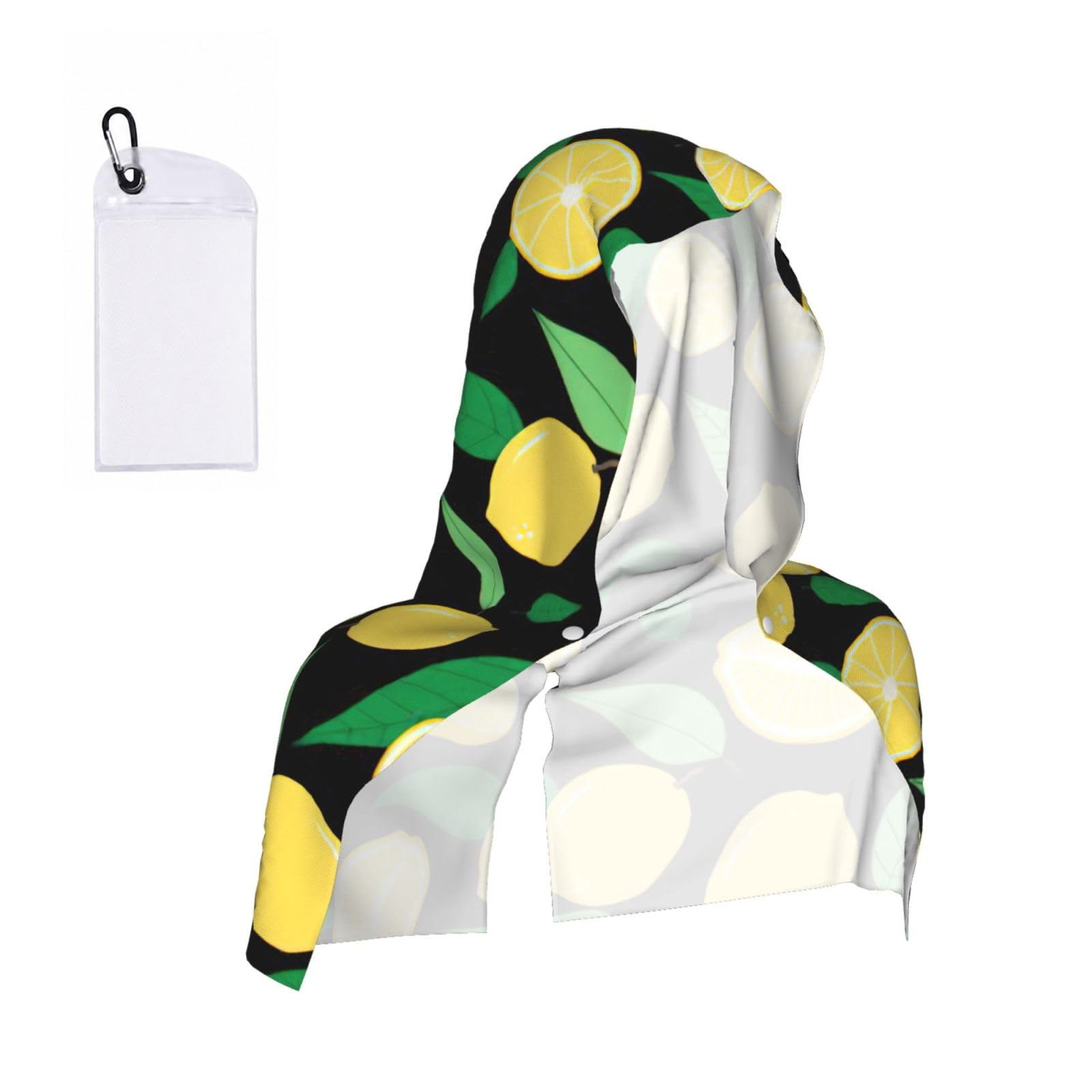 DUWAA Lemon Fruit Print Cooling Hooded Sports Towel, 30×60cm Quick Drying Summer Cool Head Wrap For Neck And Face