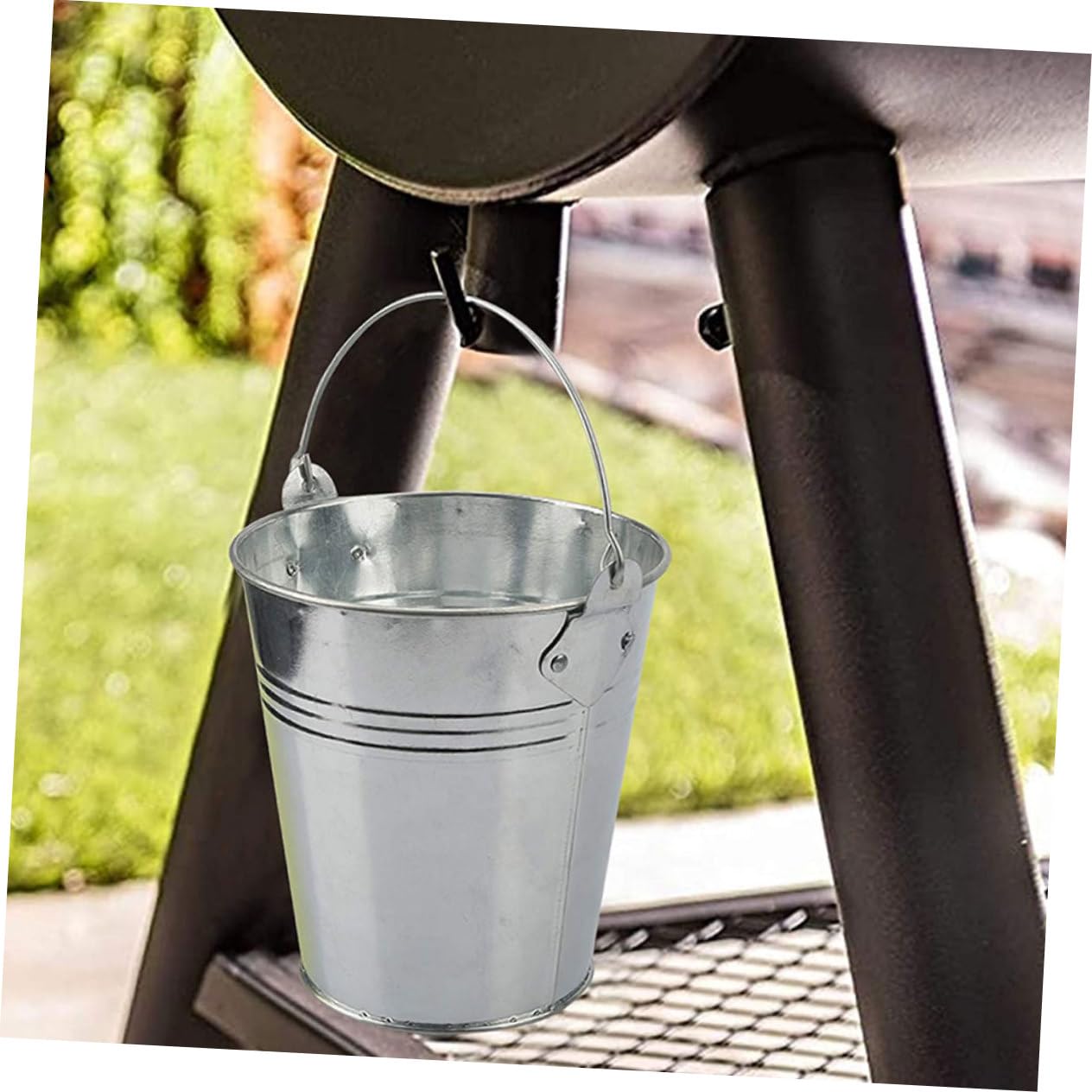 Abaodam Secchio Raccogli-Grasso BBQ in Ferro con 10 Rivestimenti | Argento, Aderenza al Contenitore, Facile da Trasportare, per Campeggio e Grigliate